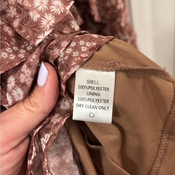 NWT Arula Brown, White, Pink Floral Print Dress XL - Picture 6 of 9